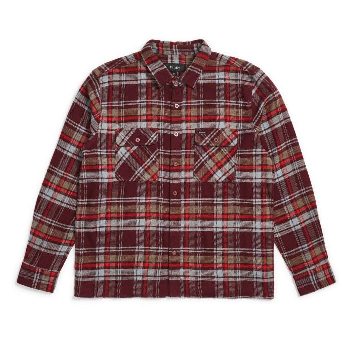 BRIXTON ARCHIE L/S FLANNEL - MAROON - The Drive Skateshop