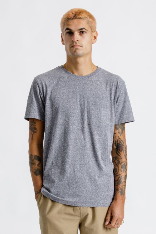 BRIXTON BASIC S/S PREM TEE - HEATHER GREY - The Drive Skateshop