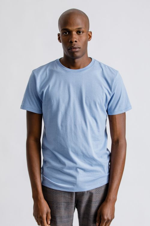 BRIXTON BASIC S/S PREM TEE - CASA BLANCA BLUE - The Drive Skateshop