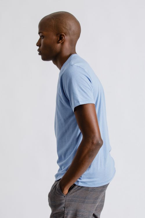 BRIXTON BASIC S/S PREM TEE - CASA BLANCA BLUE - The Drive Skateshop