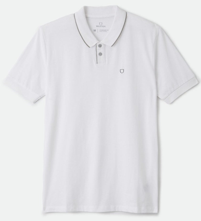 BRIXTON PROPER S/S POLO WHITE/GREY