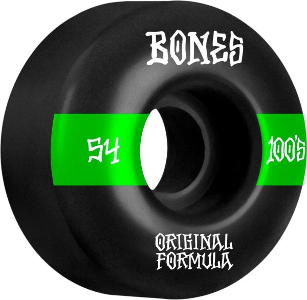 BONES 100'S BLACK OG FORMULA WHEELS 100A (52MM/53MM/54MM) - The Drive Skateshop