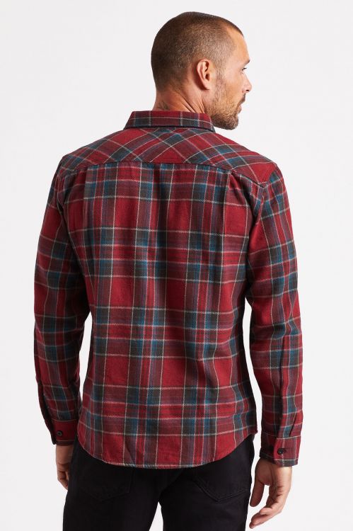 BRIXTON BOWERY L/S FLANNEL - BURGUNDY - The Drive Skateshop