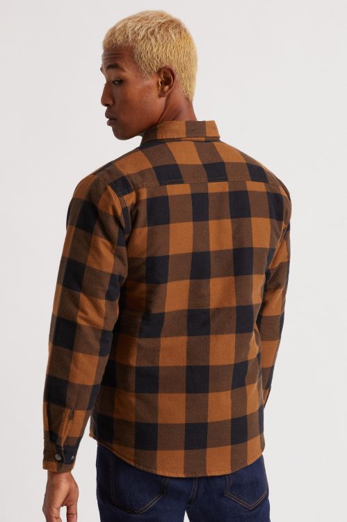 BRIXTON BOWERY LINED L/S FLANNEL - NAVY/COPPER - The Drive Skateshop