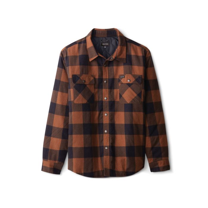 BRIXTON BOWERY LINED L/S FLANNEL - NAVY/COPPER - The Drive Skateshop