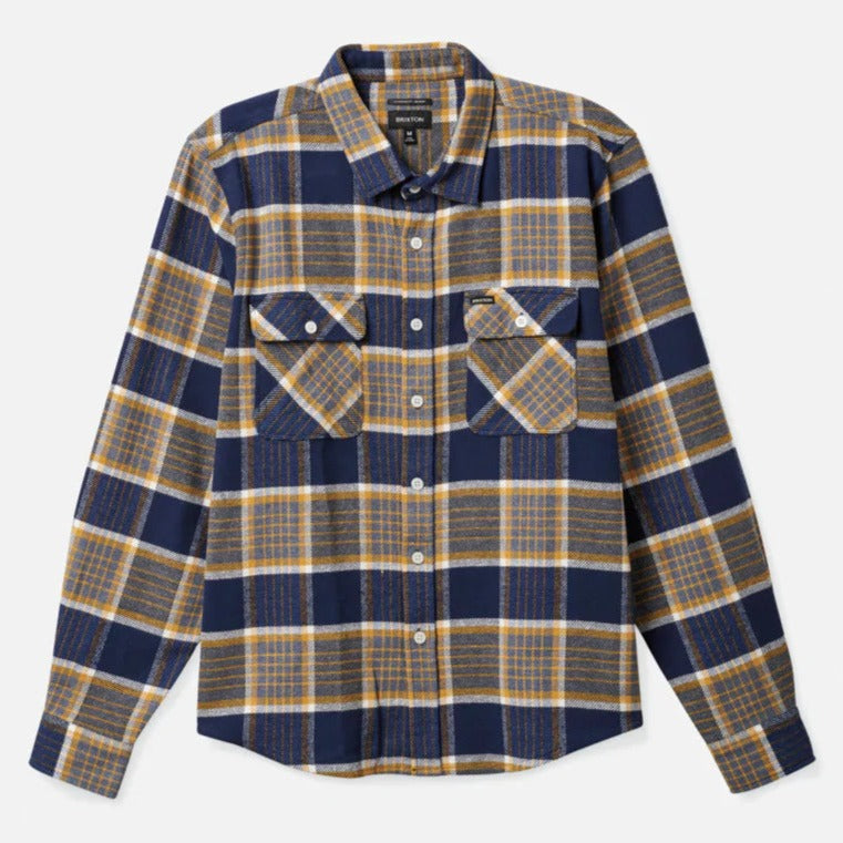 BRIXTON L/S BOWERY FLANNEL MOONLIT OCEAN/BRIGHT GOLD