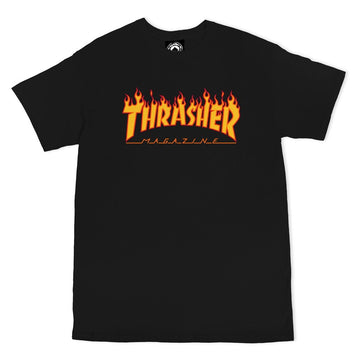 THRASHER FLAME LOGO TEE BLACK - The Drive Skateshop