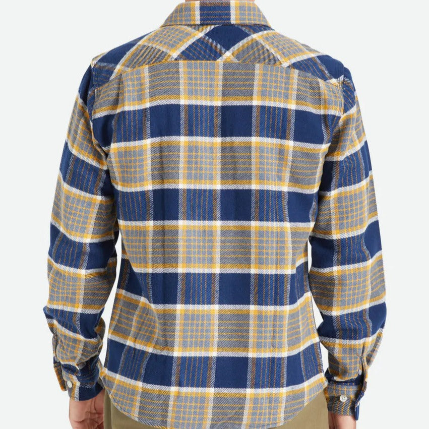 BRIXTON L/S BOWERY FLANNEL MOONLIT OCEAN/BRIGHT GOLD