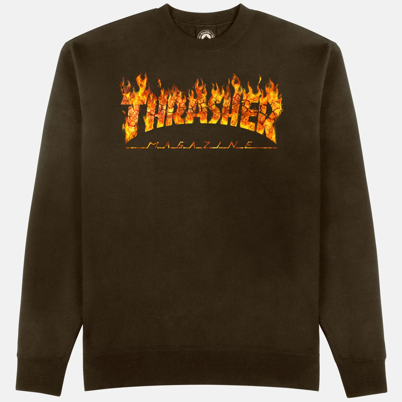 THRASHER INFERNO CREWNECK DARK CHOCOLATE