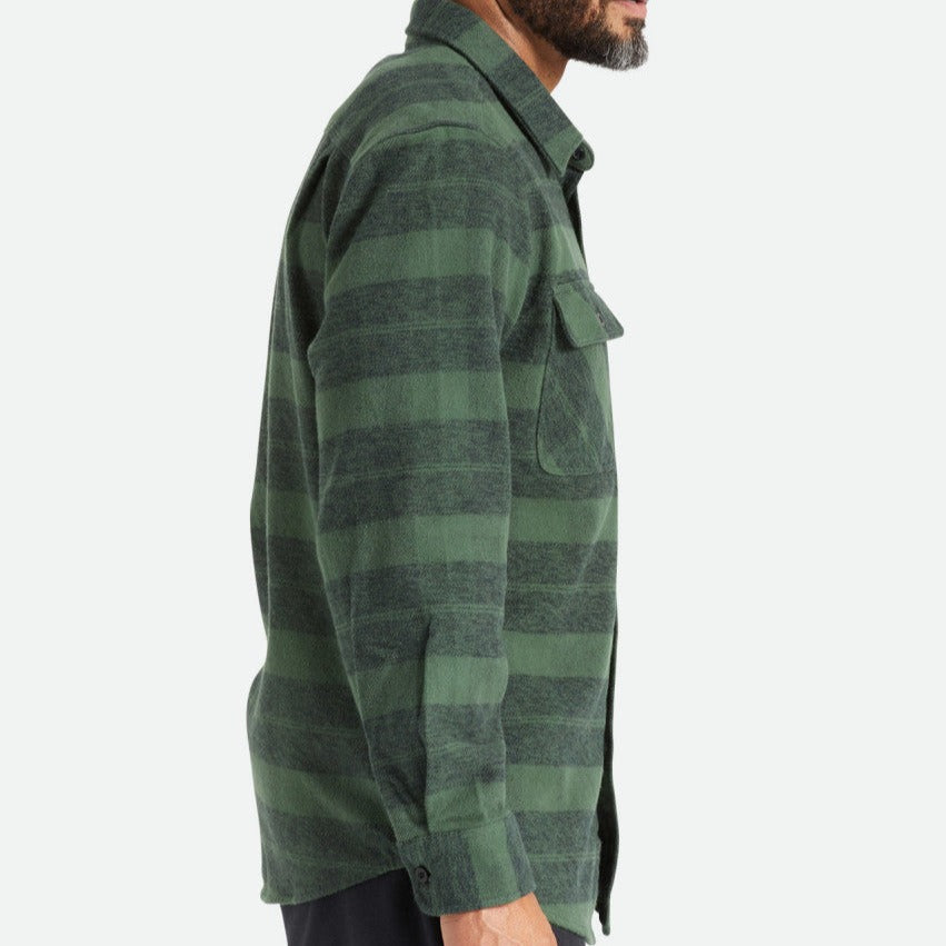 BRIXTON L/S BOWERY HEAVY WEIGHT FLANNEL FOREST GREEN - The Drive Skateshop