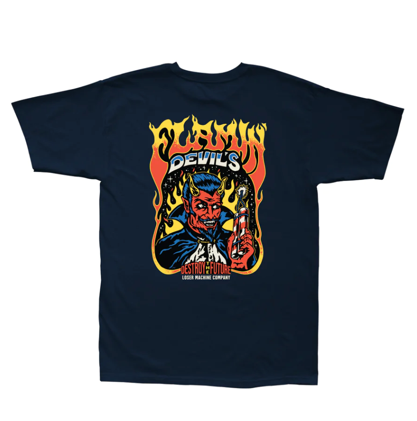 LOSER MACHINE FLAMIN DEVILS T-SHIRT NAVY