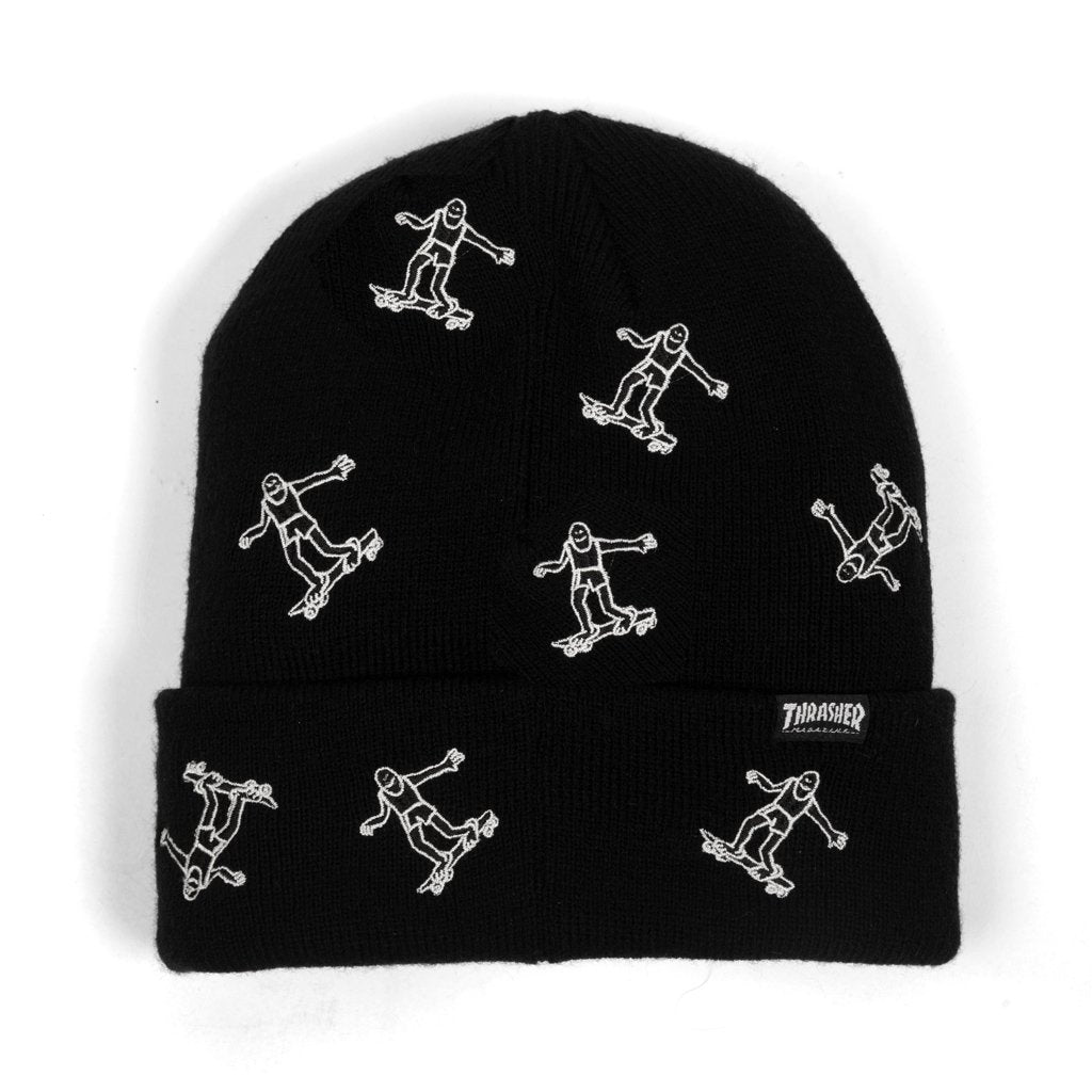 THRASHER BEANIE GONZ PATTERN BLACK - The Drive Skateshop