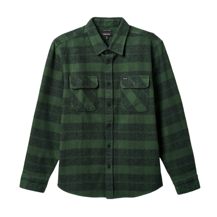 BRIXTON L/S BOWERY HEAVY WEIGHT FLANNEL FOREST GREEN - The Drive Skateshop