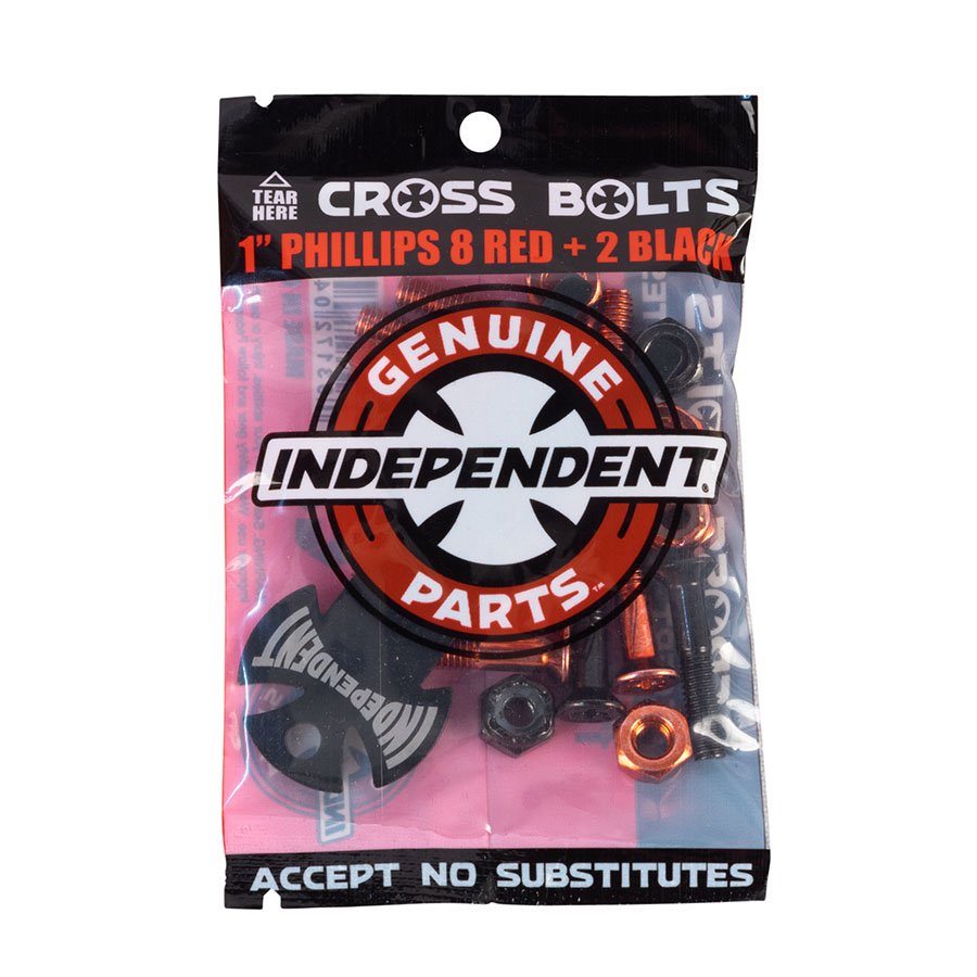 INDEPENDENT HARDWARE W/TOOL RED/BLACK PHILLIPS 1" - The Drive Skateshop