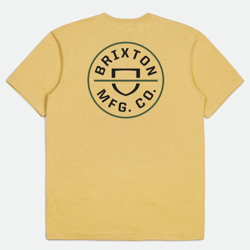 BRIXTON T-SHIRT CREST II ANTIQUE GOLD - The Drive Skateshop