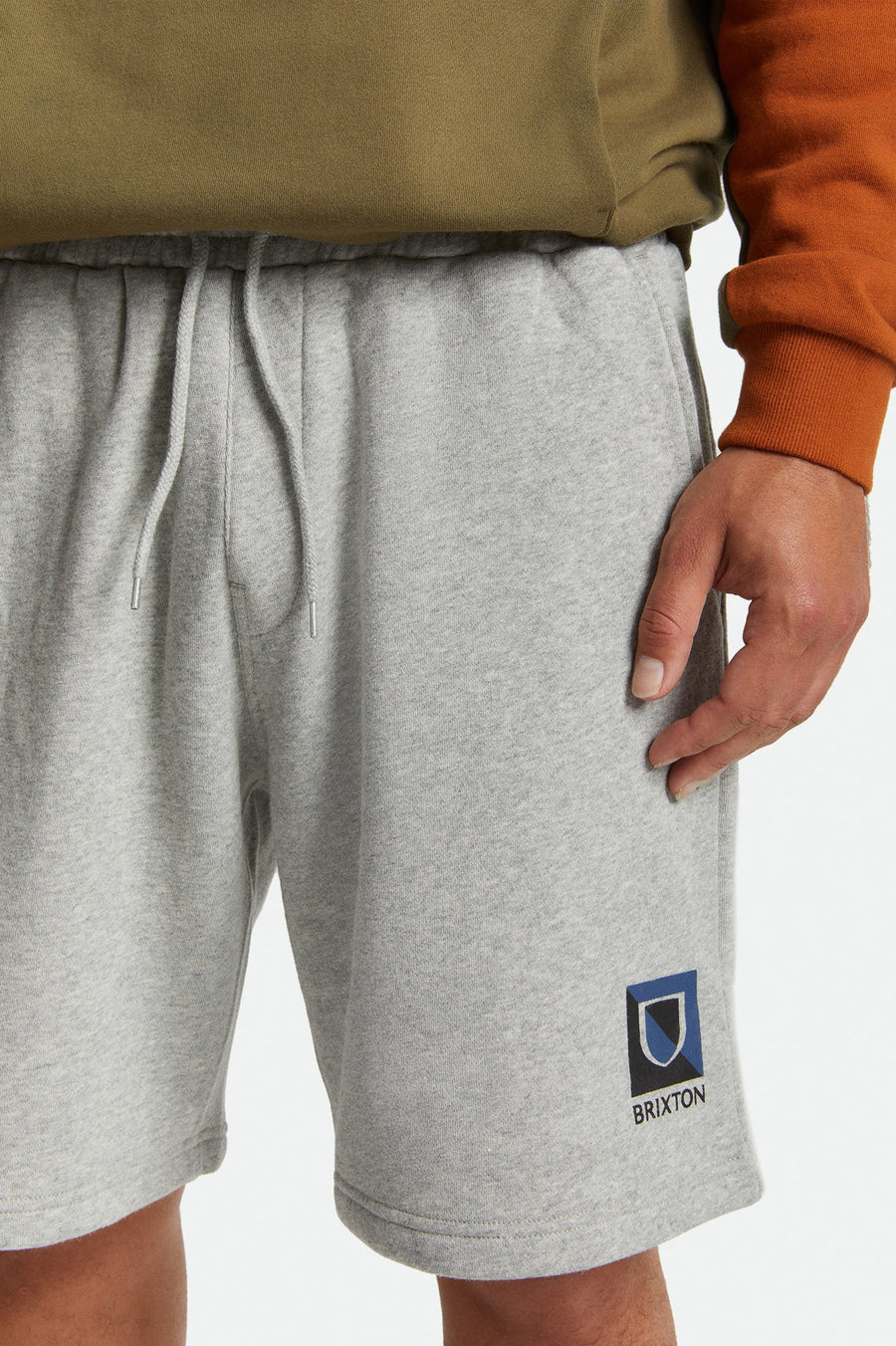 BRIXTON BETA SPLIT FLEECE  SWEAT SHORTS HEATHER GREY - The Drive Skateshop