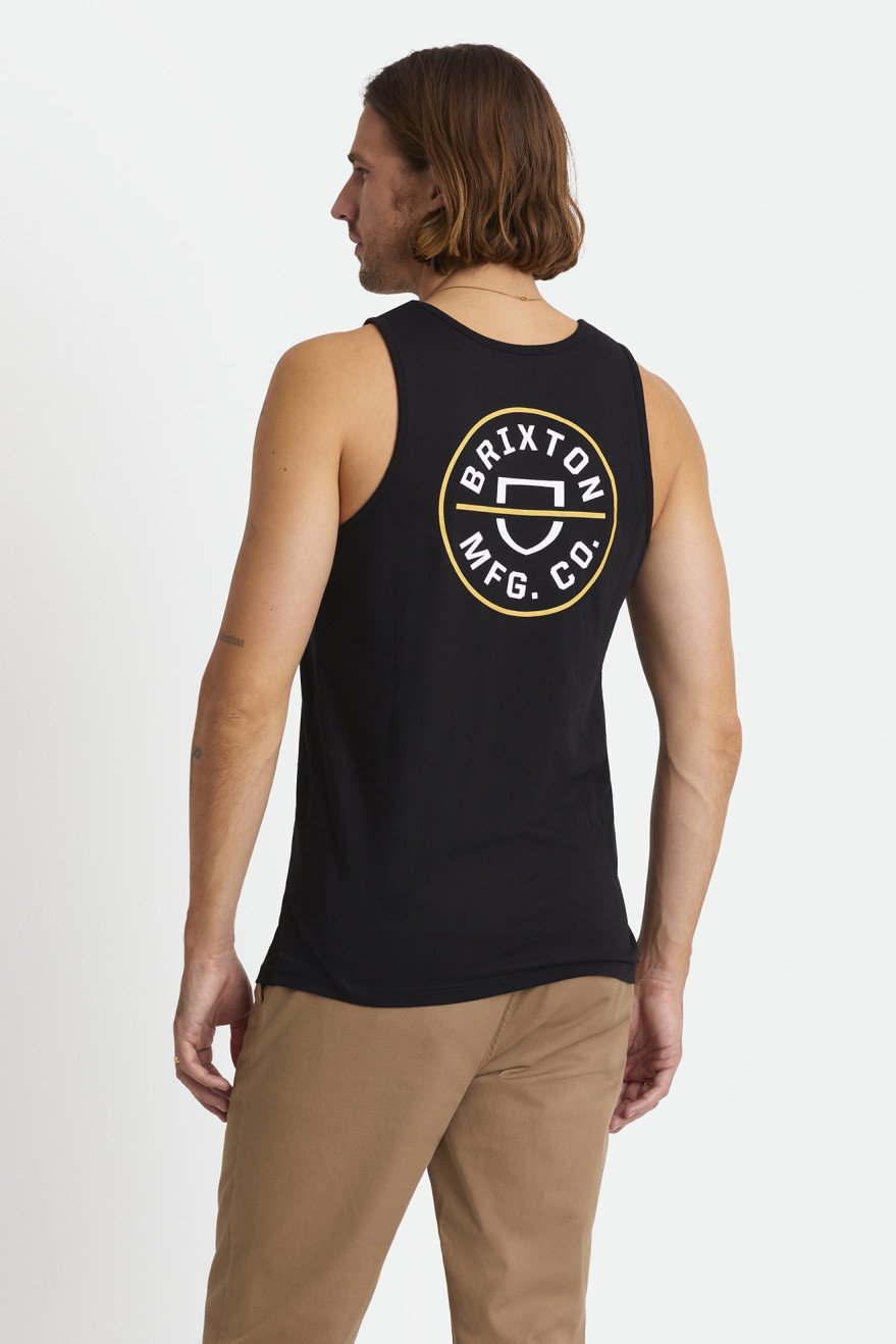 BRIXTON CREST TANK TOP BLACK/BLONDE - The Drive Skateshop