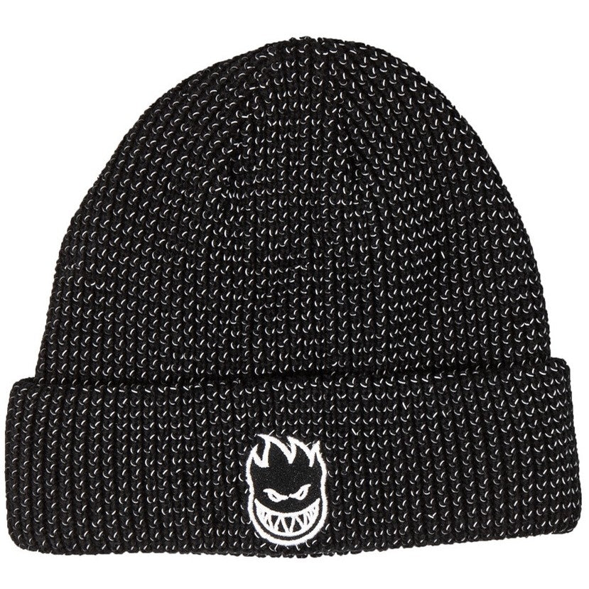 SPITFIRE HI VIS CUFF BEANIE BLACK/REFLECTIVE - The Drive Skateshop