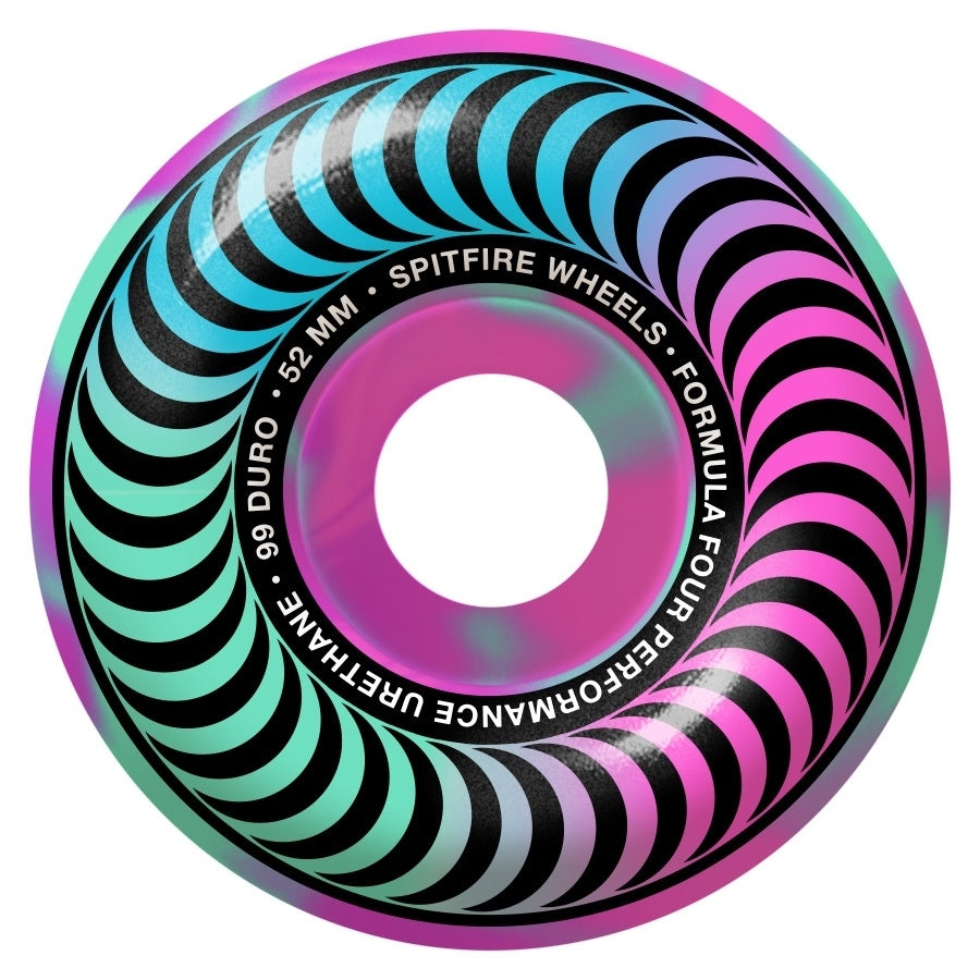 SPITFIRE WHEELS FORMULA FOUR 99A MULTISWIRL CLASSIC PINK/TEAL (52MM)