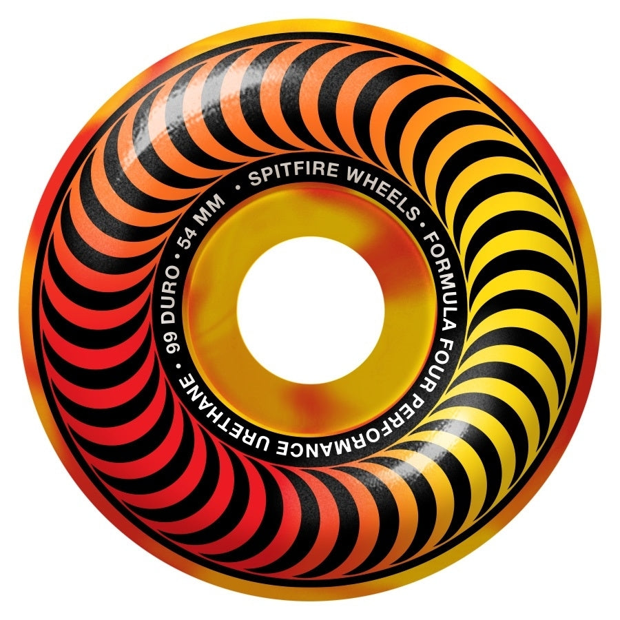 SPITFIRE WHEELS FORMULA FOUR 99A MULTISWIRL CLASSIC  YELLOW/RED (54MM)