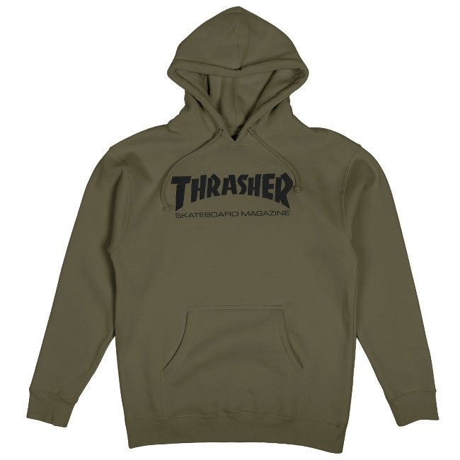 THRASHER SKATE MAG HOOD - ARMY - The Drive Skateshop