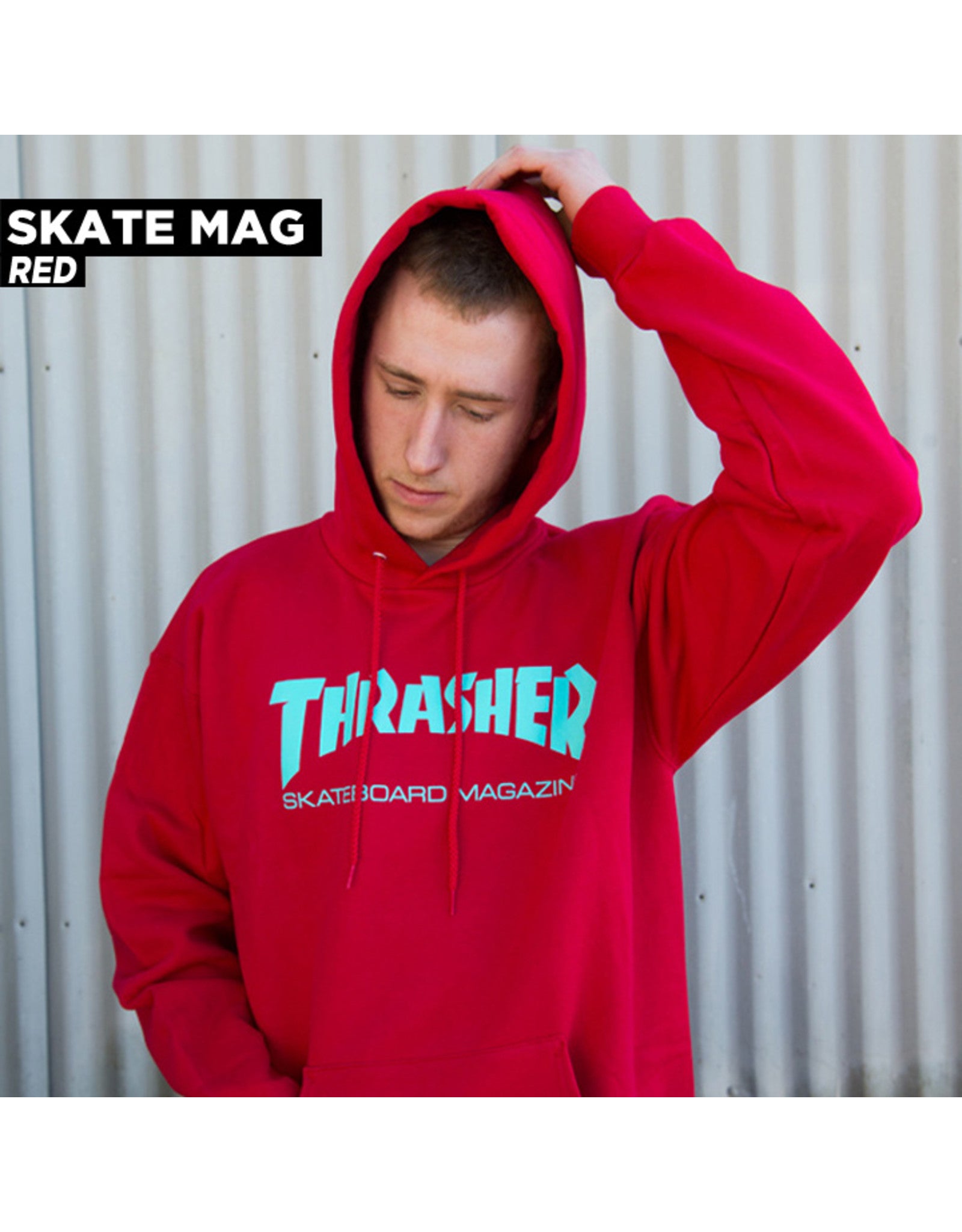 THRASHER HOODIE SKATE MAG RED - The Drive Skateshop