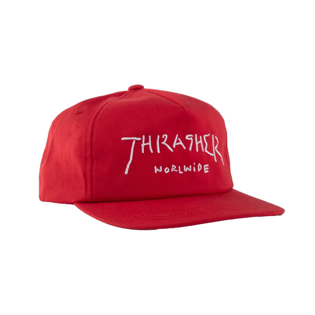 THRASHER EMROIDERED WORLDWIDE SNAPBACK RED