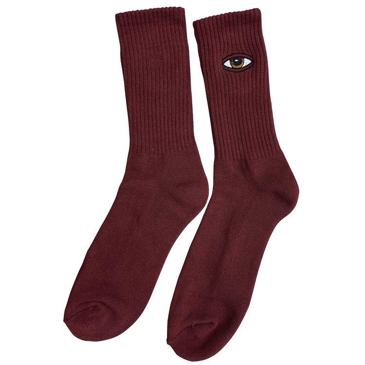 TOY MACHINE SOCKS SECT EYE EMBROIDERED BURGANDY
