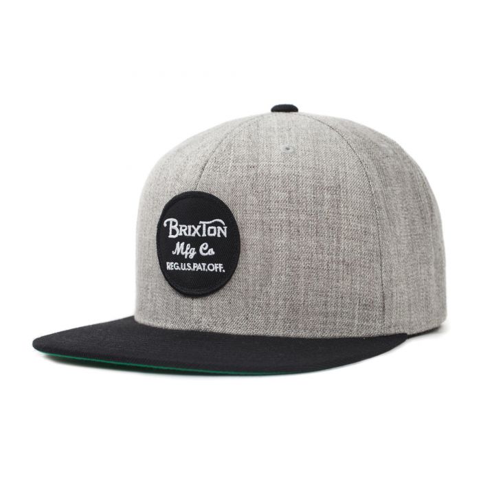 BRIXTON HAT - WHEELER SNAPBACK LIGHT HEATHER GREY/BLACK - The Drive Skateshop