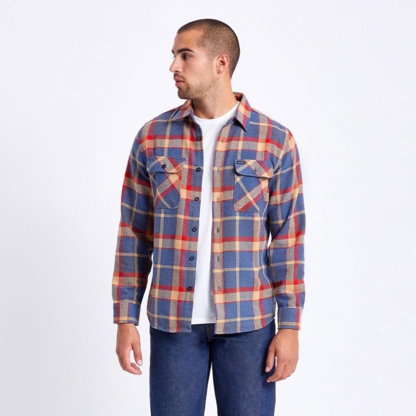 BRIXTON BOWERY L/S FLANNEL BLUE/RED