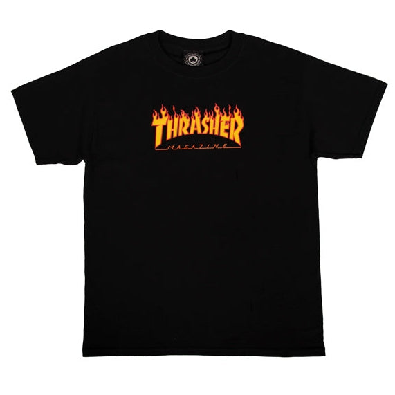 THRASHER YOUTH FLAME LOGO TEE BLACK - The Drive Skateshop