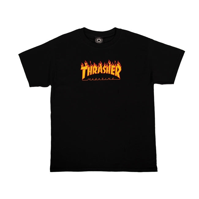 THRASHER YOUTH FLAME LOGO TEE BLACK - The Drive Skateshop