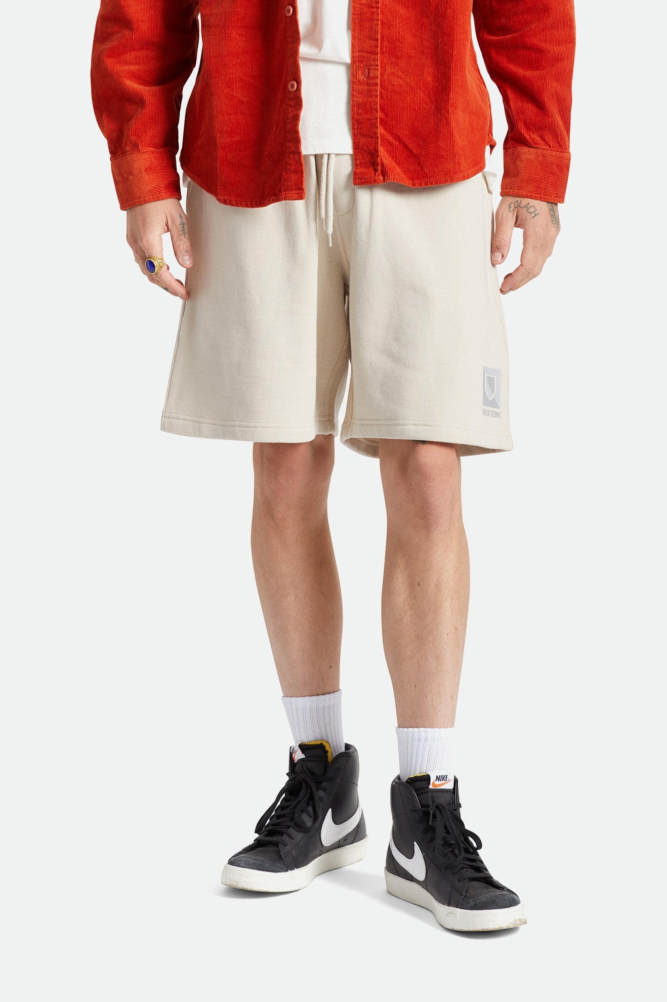 BRIXTON BETA SPLIT FLEECE SHORT - BEIGE